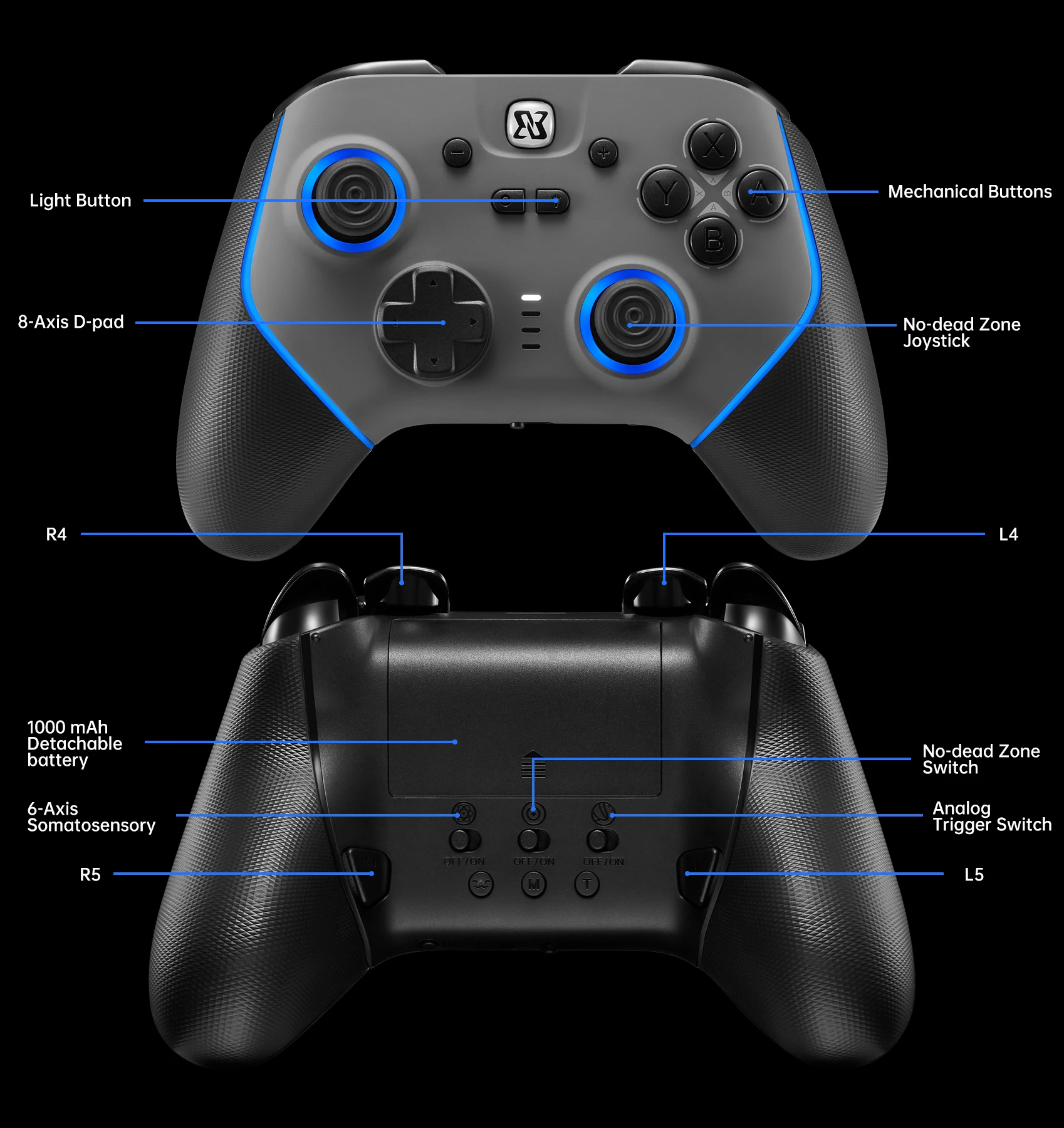 Binbok-Ultra Pro Controller para Nintendo Switch, OLED, PC, iOS, Mac, Android, Steam, Botões Mecânicos, Gamepad Romote, No-Dead