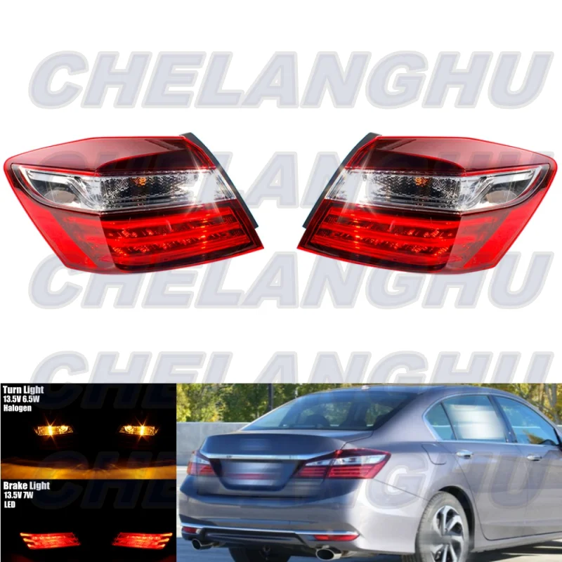 

LED Tail Light For Honda Accord sedan 2016 2017 EU version Pair Left+Right Rear Lamp Turn Light Brake Light car assecories