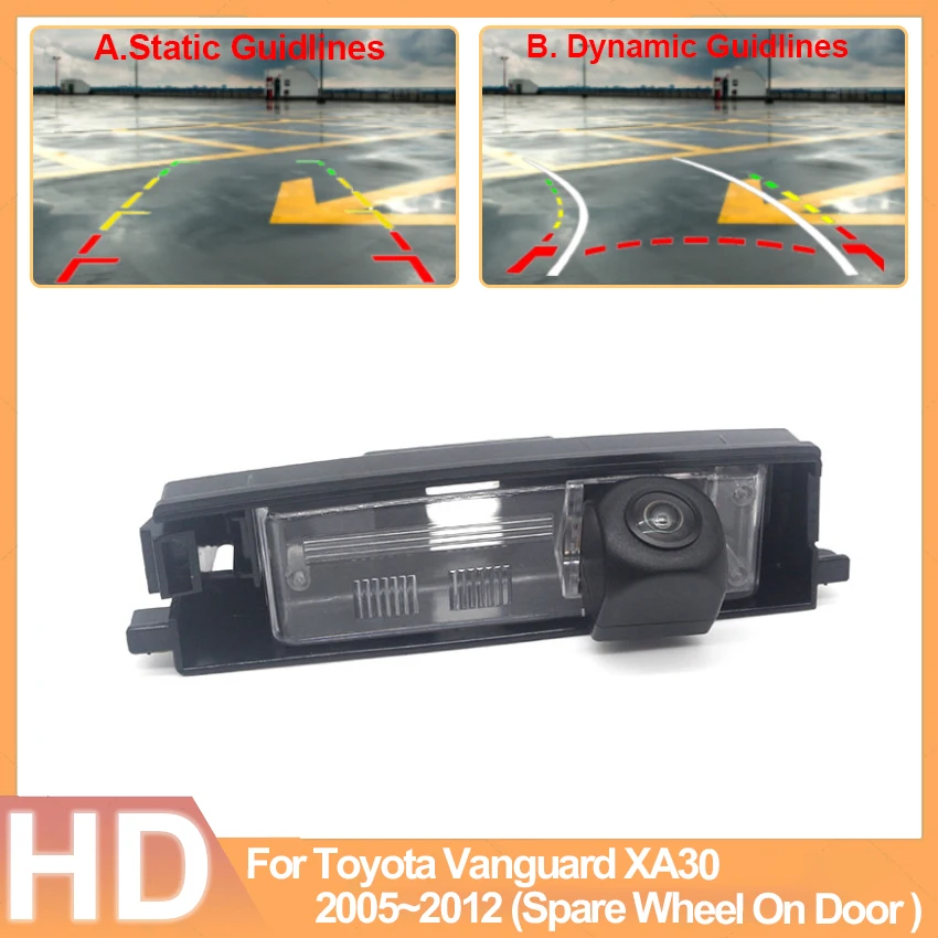 

HD CCD 1280*720P 140° FishEye Vehicle Rear View Backup Camera For Toyota Vanguard XA30 2005~2011 2012 (Spare Wheel On Door )