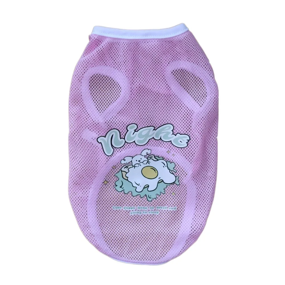 

Cute Breathable Pet Mesh Vest Thin Soft Dog Summer Clothes Cartoon Pattern Cat Sunscreen Vest Medium and Large Dogs