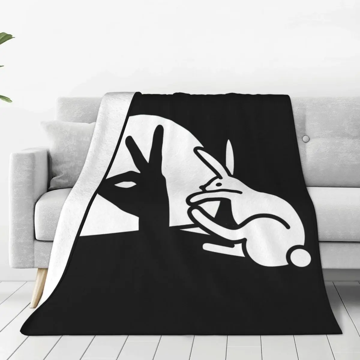 Funny Rabbit Hand Shadow Puppets Humor Pop Art Blankets Soft Warm Flannel Throw Blanket Bedding for Bed Travel Home Sofa