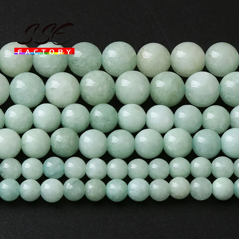 Natural Bean Green Burmese Jades Stone Round Beads For Jewelry Making Energy Healing Beads DIY Bracelets Necklaces 6 8 10mm 15”