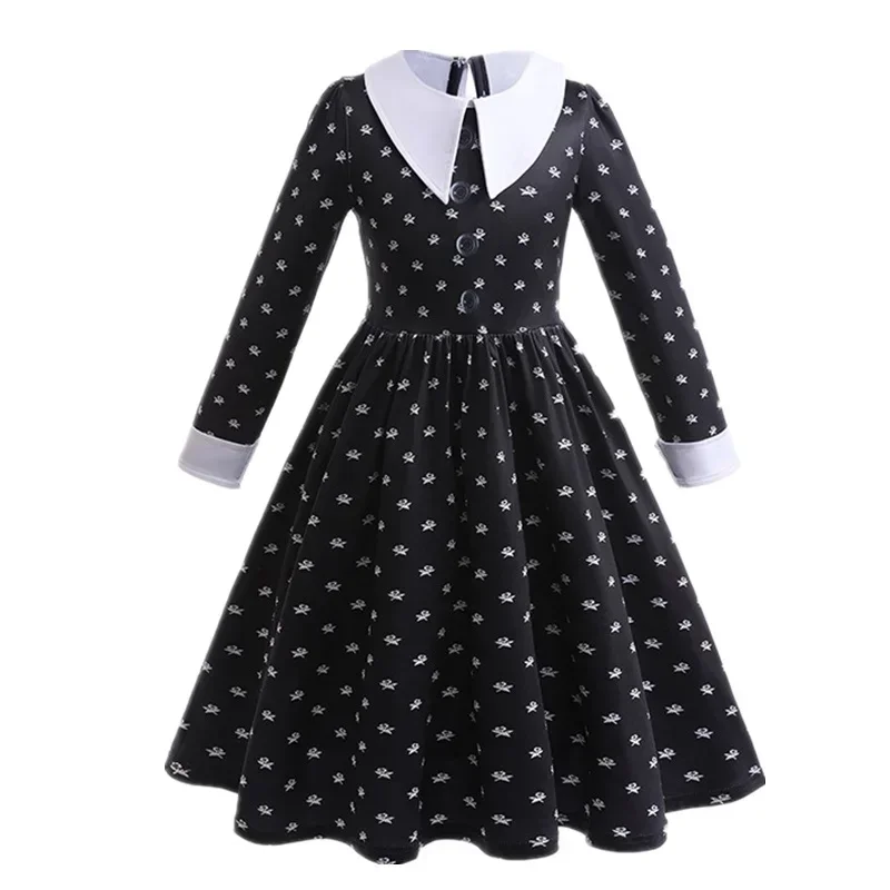 Wednesday Addams Girls Costume Cosplay Princess Costume Birthday Disguise Children Halloween Clothing Carnival Party Black Dress