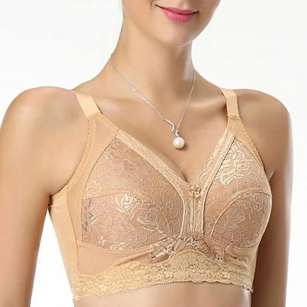 Bra Ukuran Besar Cup Penuh Wanita Bra Katun Tidak Berbantalan Bra Berenda Tanpa Garis Bra Minimizer Nirkabel Lingerie BH