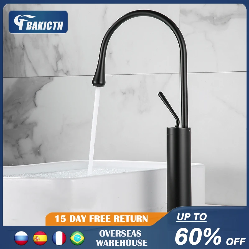 Bakicth Basin Faucets Single Lever 360 Rotation Spout Moder Brass Mixer Tap For Kitchen And Bathroom Basin Water Sink Mixer