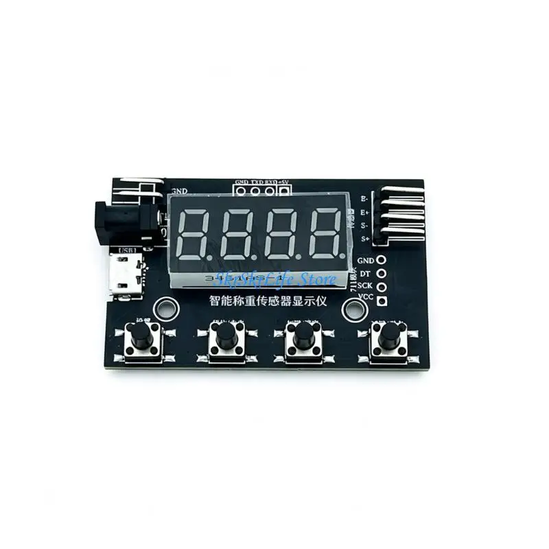 E65E HX711 Weight Board Digital Load Cell Module with 4-Digit Readout, USB Input and 5V Supply for Weighing Checks and Force