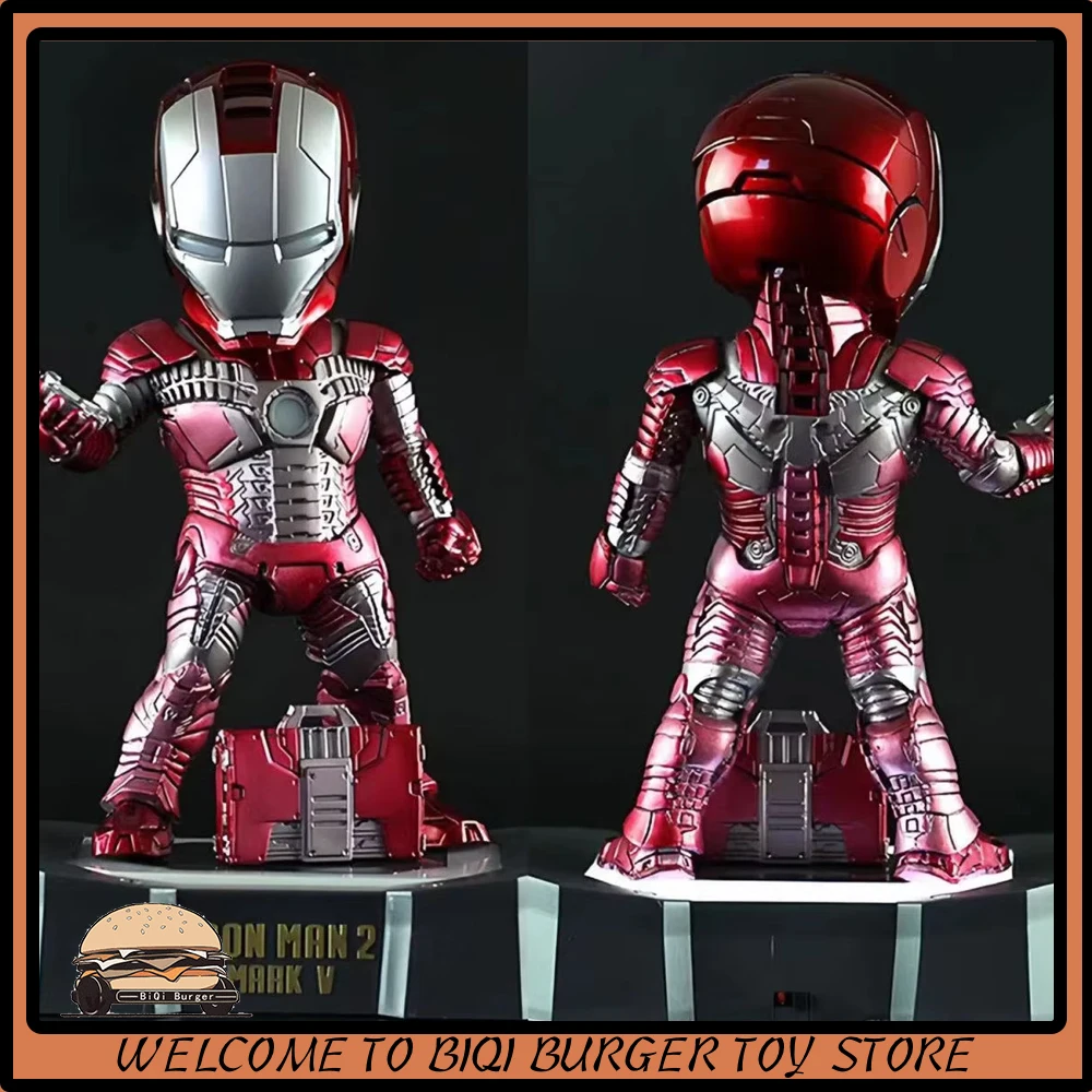 

Iron Man Figures War Machine Figurine Q Version With Light Pvc Gk Statue Model Doll Collection Car Interior Decoration Toys Gift