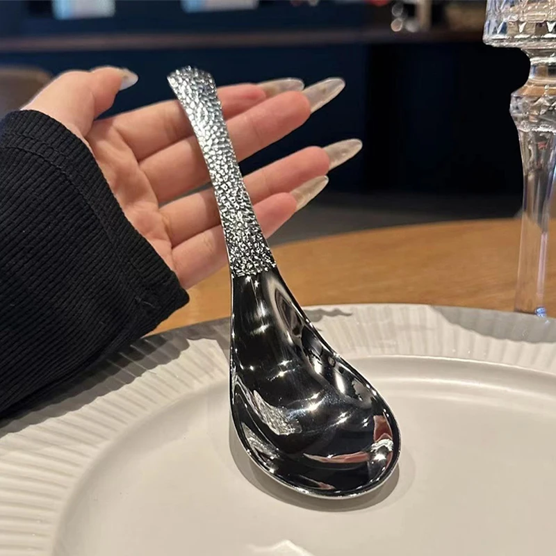 Cuchara de sopa china ligera de lujo, cuchara de acero inoxidable, cuchara de Hotel para el hogar, cuchara de postre de alta estética, cuchara de oreja de panal