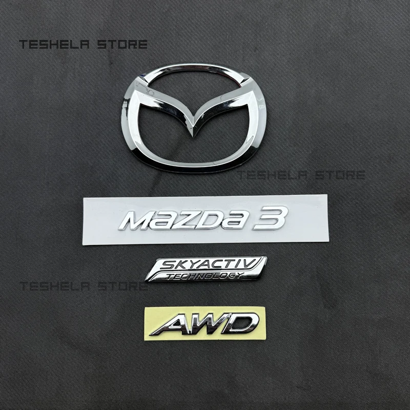 Chrome Car Front Grille Trunk Emblem Generation Rear Trunk Badge Logo For MAZDA3 2014-2015-2016-217-2018 2019 Trunk Lid Badge