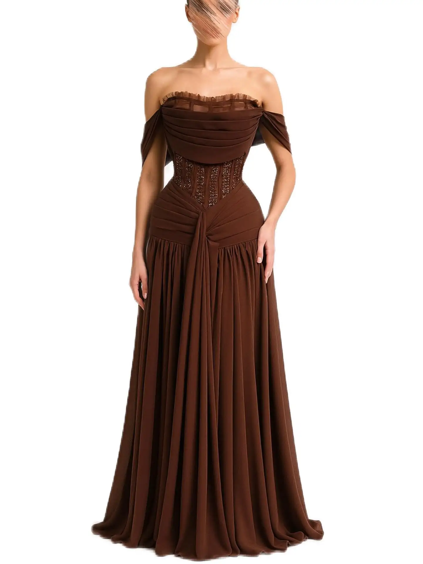 ชุดเพื่อนเจ้าสาวรุ่นจูเนียร์แบบสั่งตัด Ypmwzx ทรงหวาน คอวี ทรงเอไลน์ ยาวกรอมพื้น ชุดแม่เจ้าสาว vestido فساتين