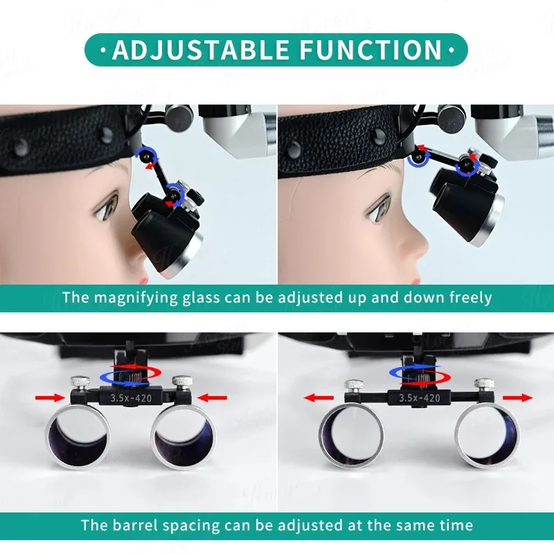 5W den tal Faro LED quirúrgico Diadema Lupas binoculares Punto de brillo Faro ajustable 2.5X 3.5X