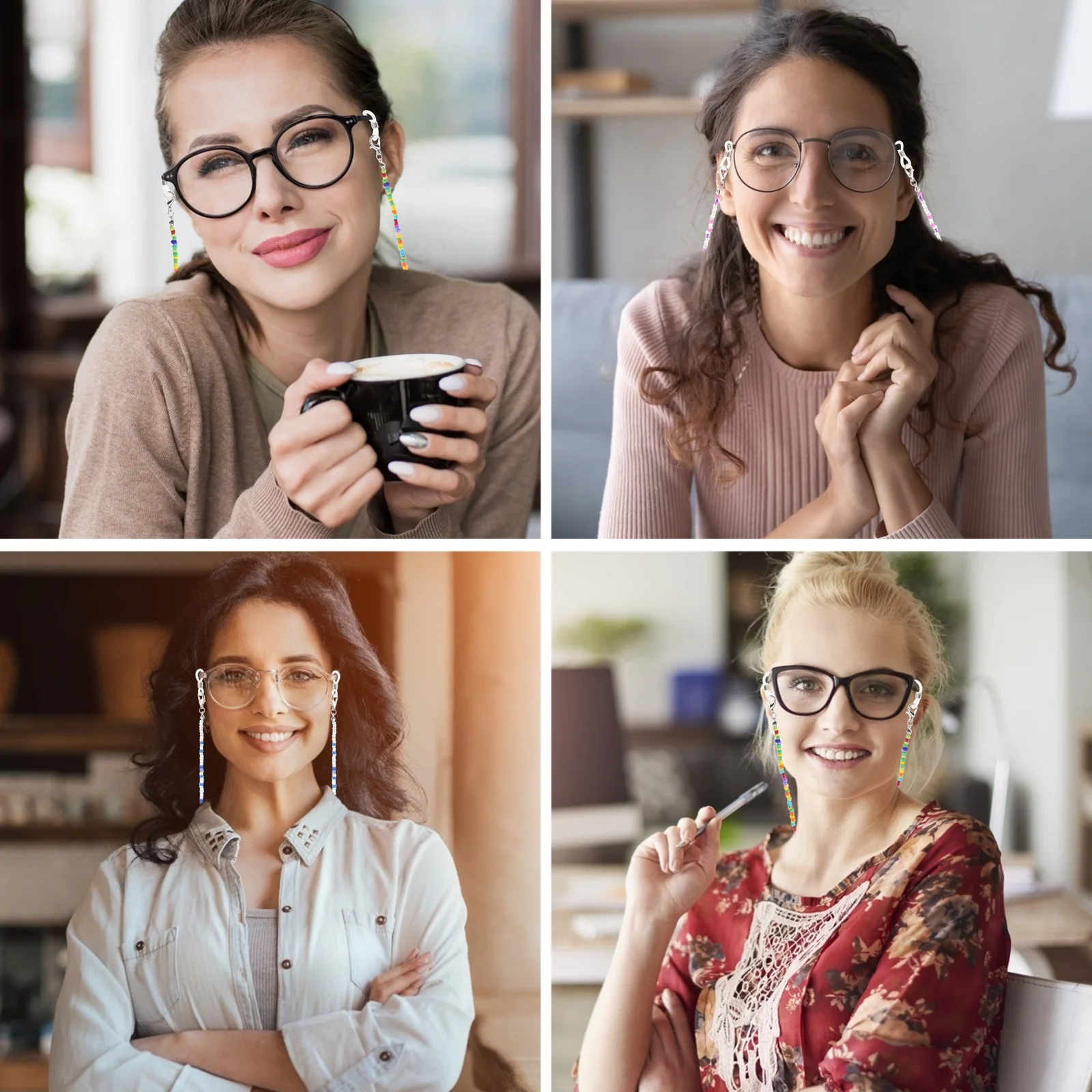 

3Pcs Stylish Colorful Eyeglass Chains Women Beaded Spectacle Strap Anti-Slip Mask Holder Glasses Accessory Girls Glasses Chain