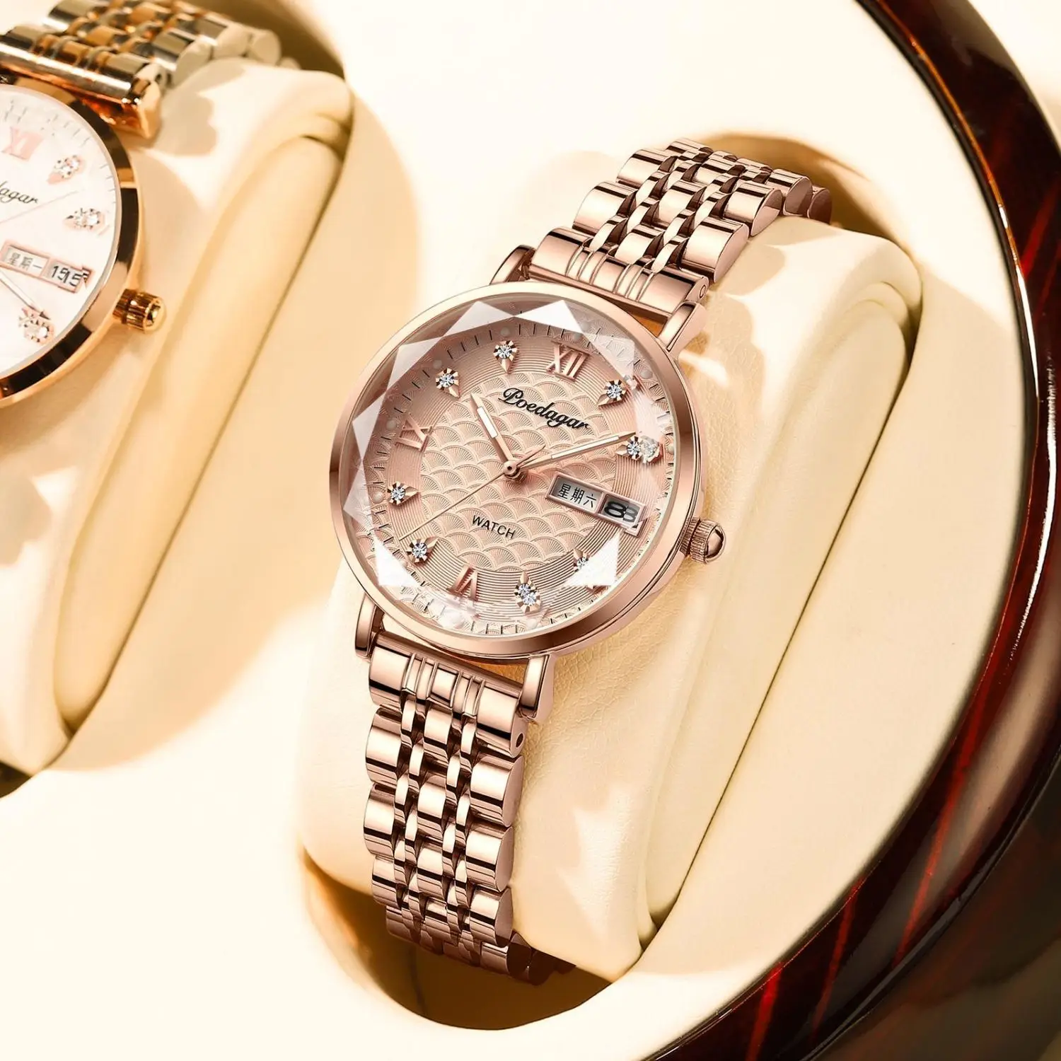 

Swiss waterproof double calendar women's watch ins high value student temperament trend niche