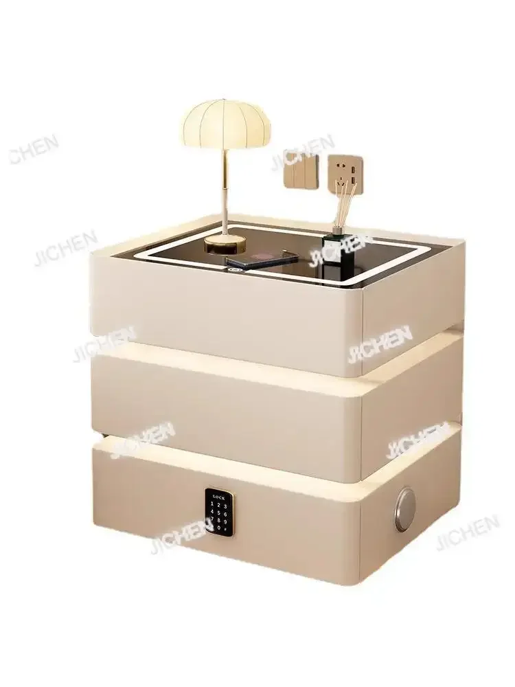 Прикроватные тумбочки HV, многофункциональный 3-ящик, умный комод, беспроводная зарядка через USB, светодиодный прикроватный шкаф с подсветкой