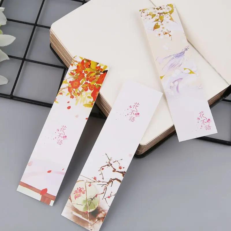 2024 New 30pcs for Creative Chinese Paper Bookmarks Painting Cards Retro Beautiful