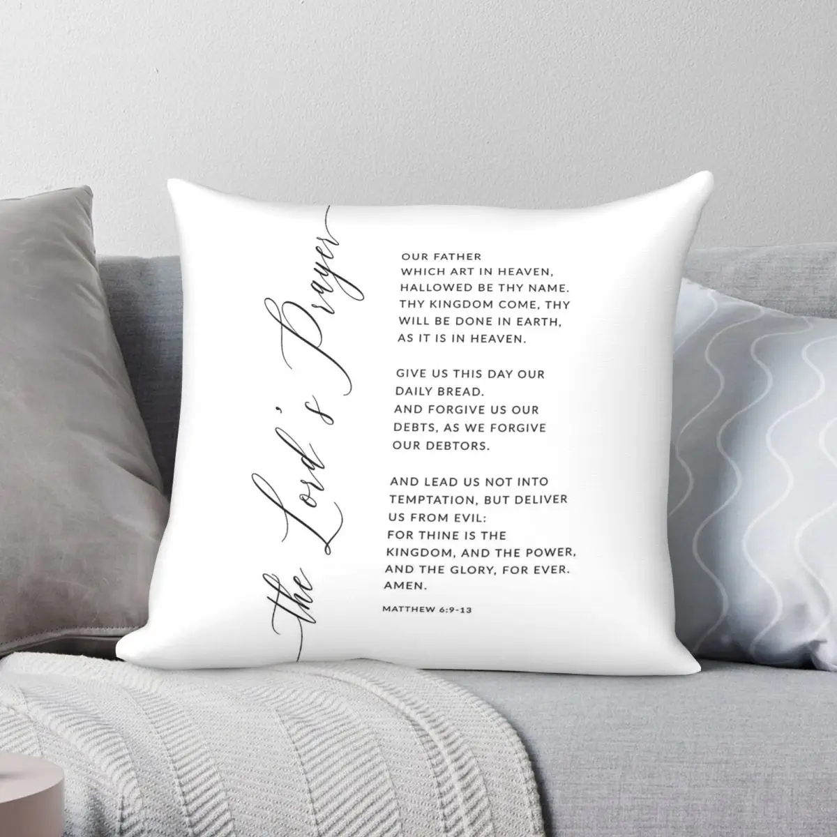 The Lord's Prayer Matthew Pillowcase Polyester Linen Velvet Printed Zip Decorative Throw Pillow Case Home Cushion Cover