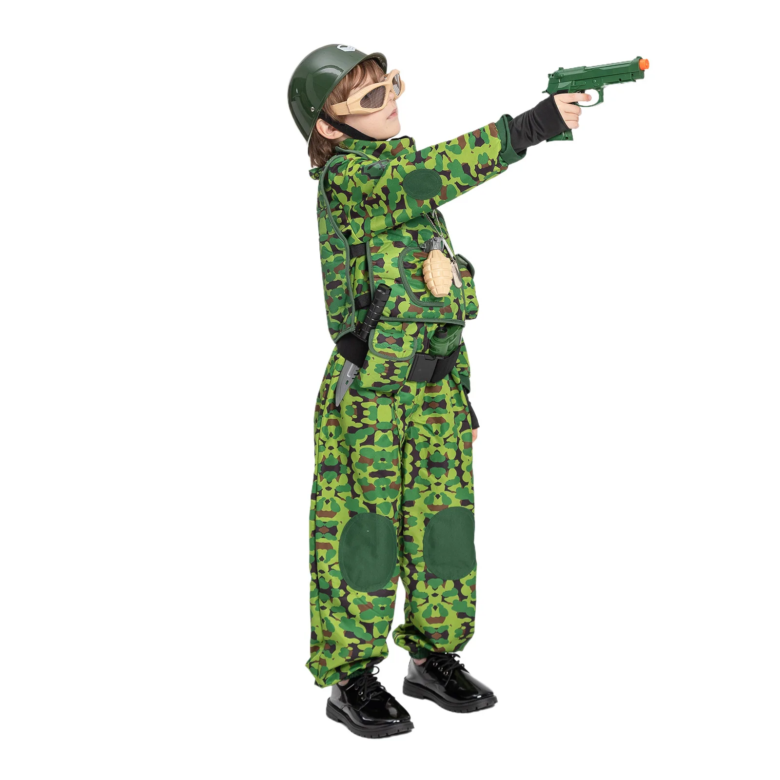 Boys Army Solider Halloween Fancy Dress Up Kids Special Forces Field Forest Camo Uniform Military Costume view 2