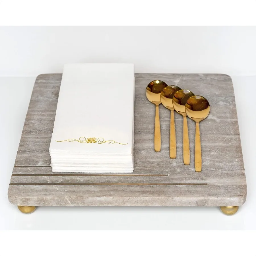 مناديل عشاء ورقية مختومة بالرقائق الذهبية 1 6 أضعاف 12 بوصة × 17 بوصة مناشف يدوية للضيوف ماصة من الكتان على شكل ملمس لحفلات الزفاف