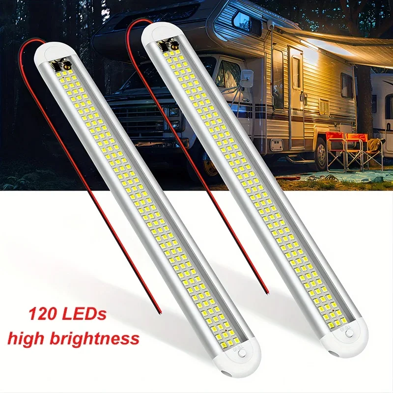 12V/24V Interior Lighting for Cargo Trailers & RV Vans High-Density 120-LED Light Bar, Ultra Bright Trunk Lamp