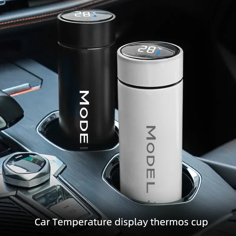 For Tesla model3  500ml Digital Thermos Cup Intelligent Temperature Display Water Bottle Heat Preservation Vacuum Thermos Flask