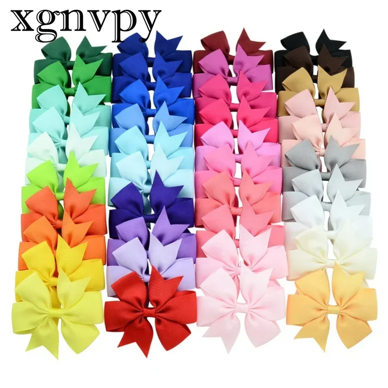 xgnvpy Candy Colors Handmade Baby Dovetail V Ribbed Ribbon Bow Hair Clip Hair Accessories Children's Headwear