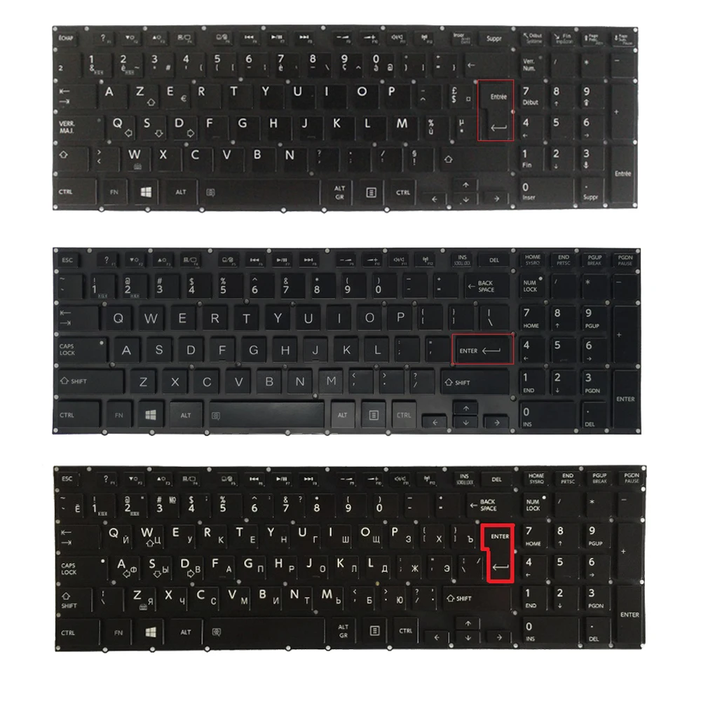 Teclado retroiluminado ruso/francés/estadounidense para Toshiba Satellite P50-A, P50T-A, P55-A, P50-B, P55T-A, P70-A, P75-A, P55-B, X70-A, X70-B, nuevo