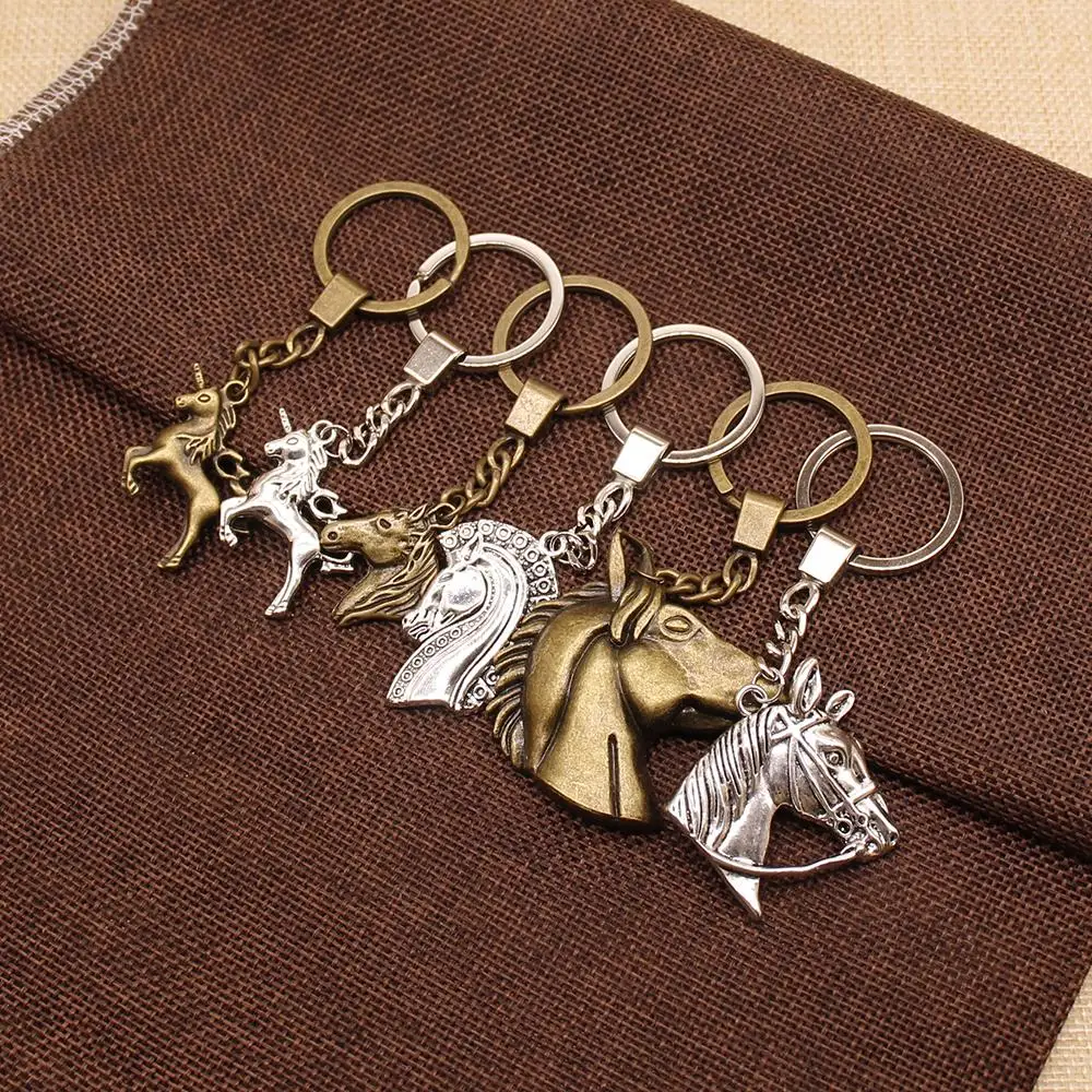 Double Sided Horse Lucky Horn Horse Key Chain DIY Handmade Gifts Keychain