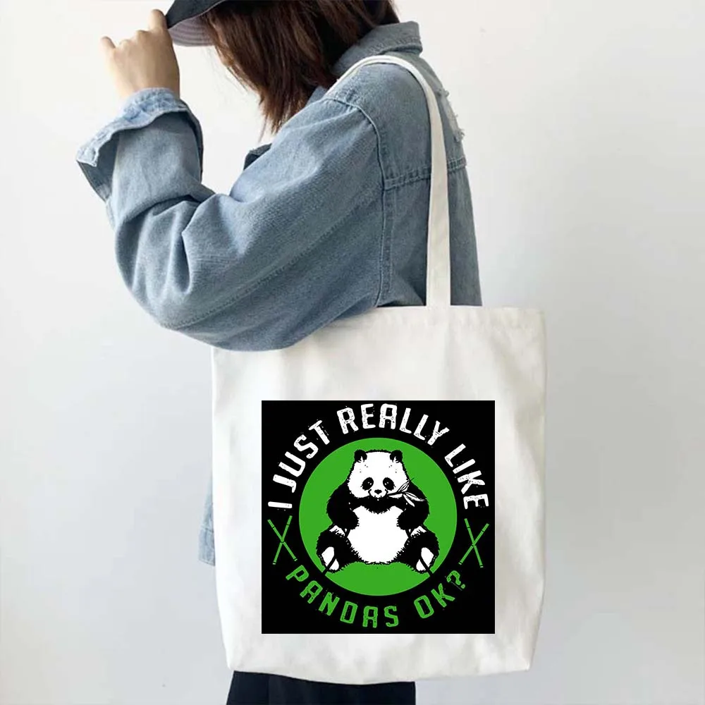 Buntes Panda-Gesicht, niedliche Familientasche, Baby-Bambusbär, Herzschlag, Sonnenbrille, Segeltuch, Schultertasche, Shopper, Baumwolle, Öko-Handtasche