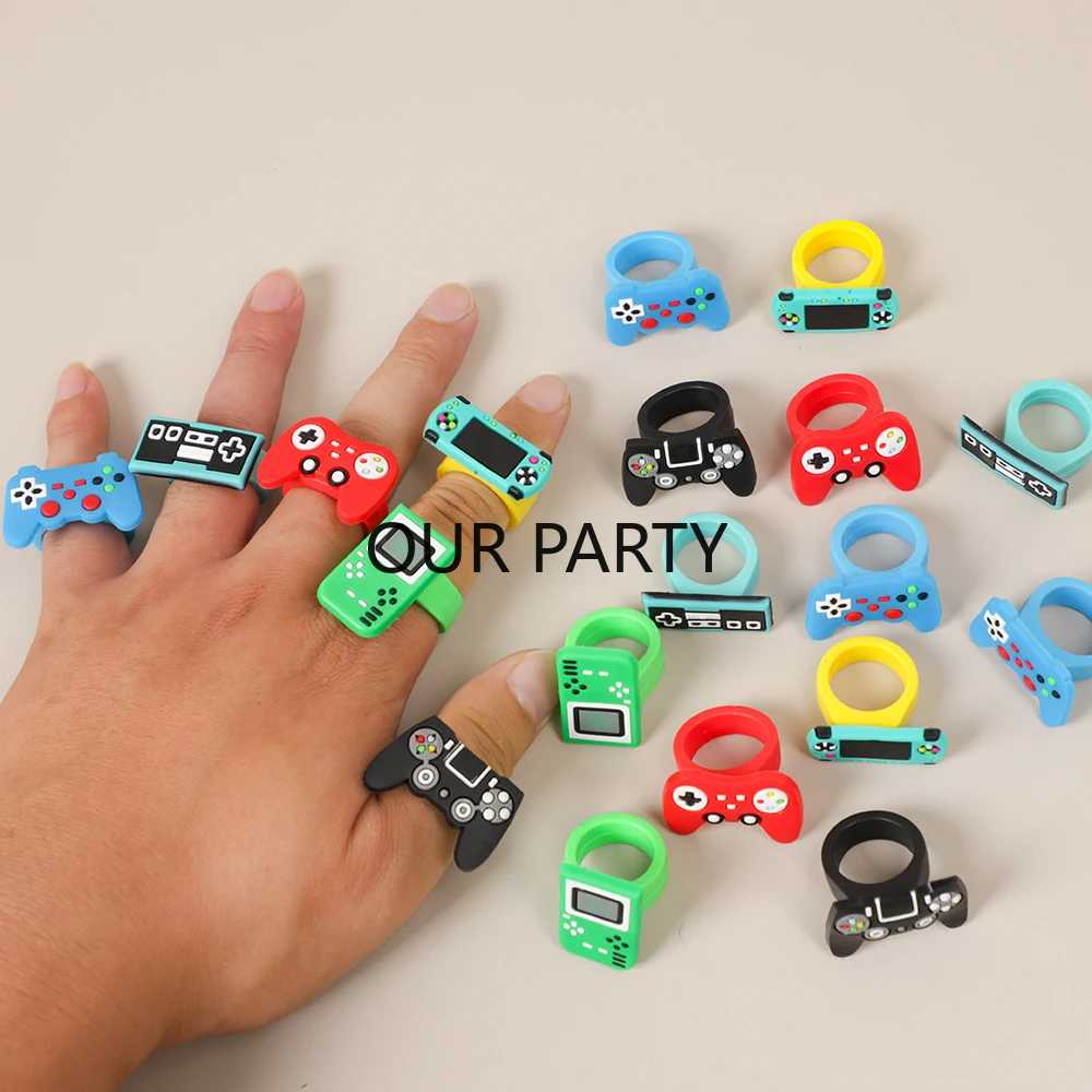 12Pcs Video Game on Theme GamePad Silicone Rings for Kids Boy Birthday Party Favors Wedding Game Night Party Gift Pinata Fillers