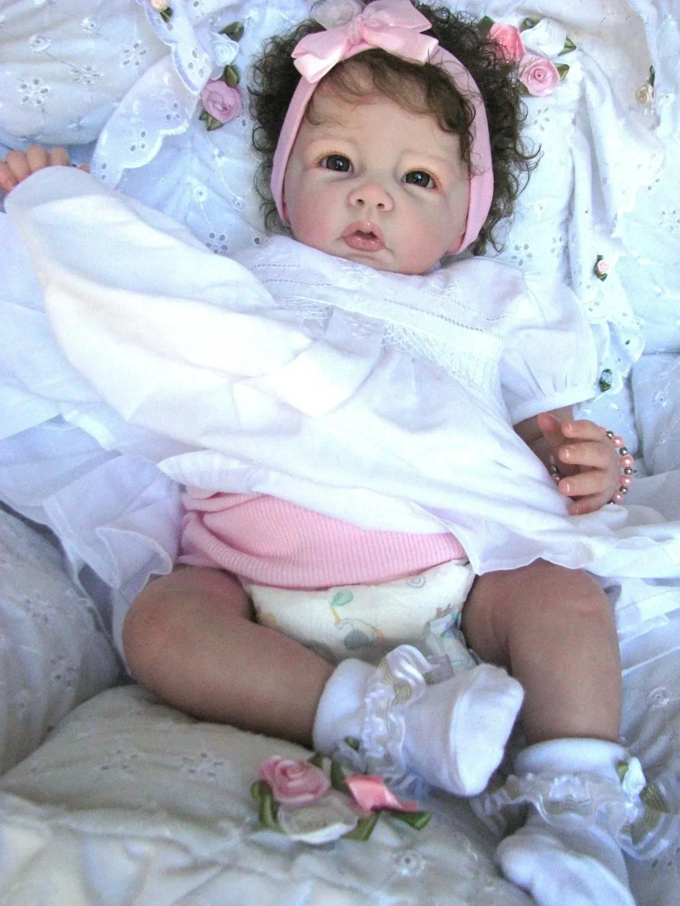 

NPK 20inch Already Painted Finished lucas Reborn Baby Girl Doll Lifelike Sleeping Baby 3D Painting with Visible Veins