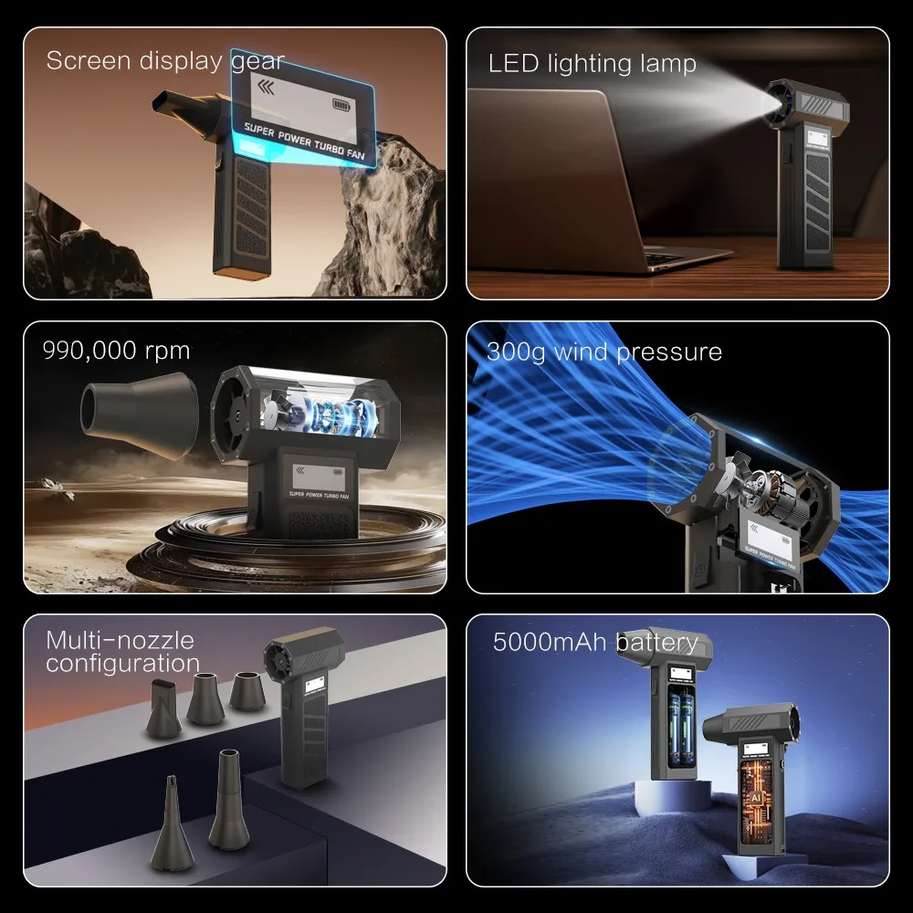 990000 RPM Hurricane Stofblazer Draadloze Perslucht Stofdoek Hoge snelheid Gewelddadige Fan 4-Speed Verstelbare Turbo Jet Blower