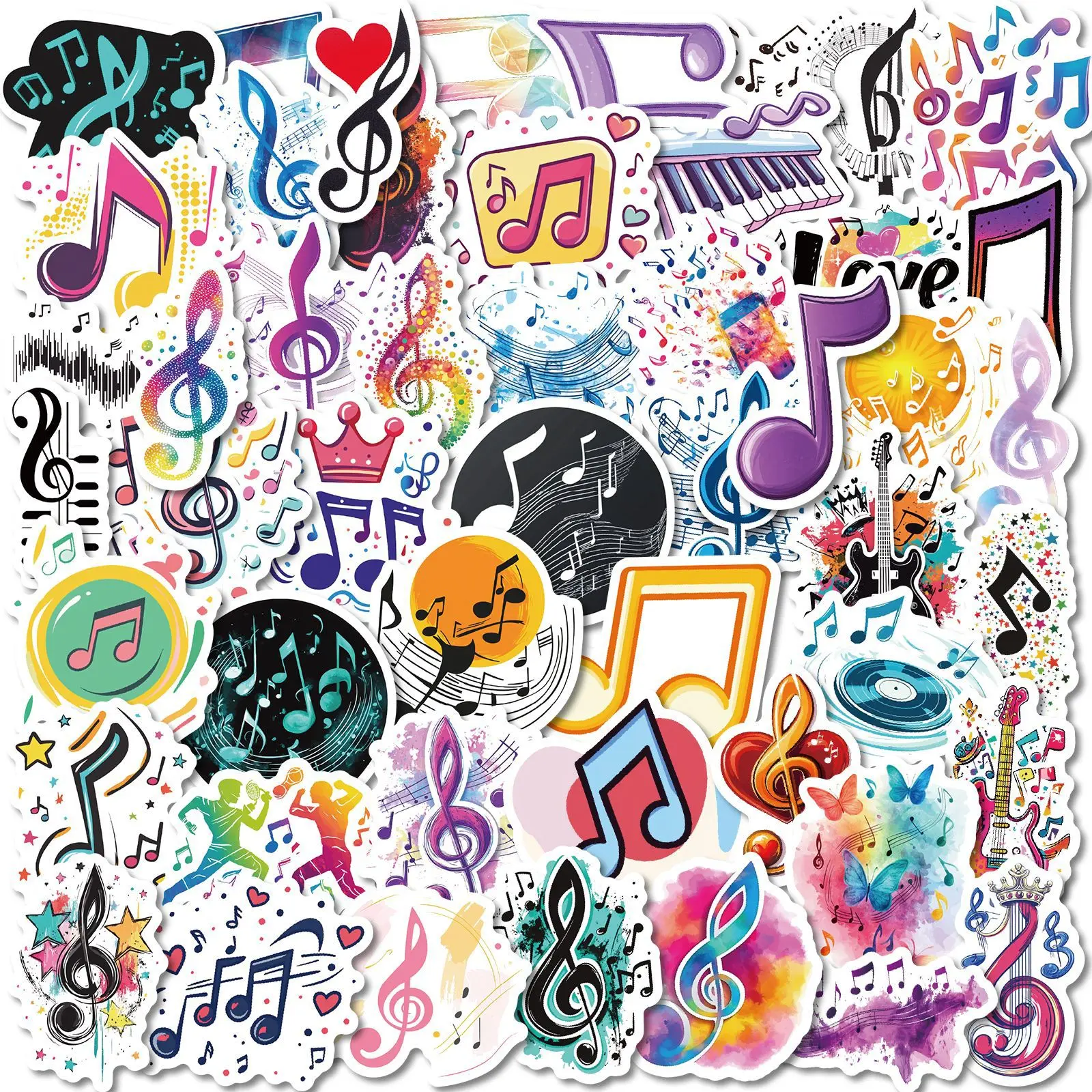 

10/50PCS Musical Note Graffiti Stickers Cartoon Individual Creativity Piano Decal For Laptop Phone Cup Guitar Waterproof Sticker