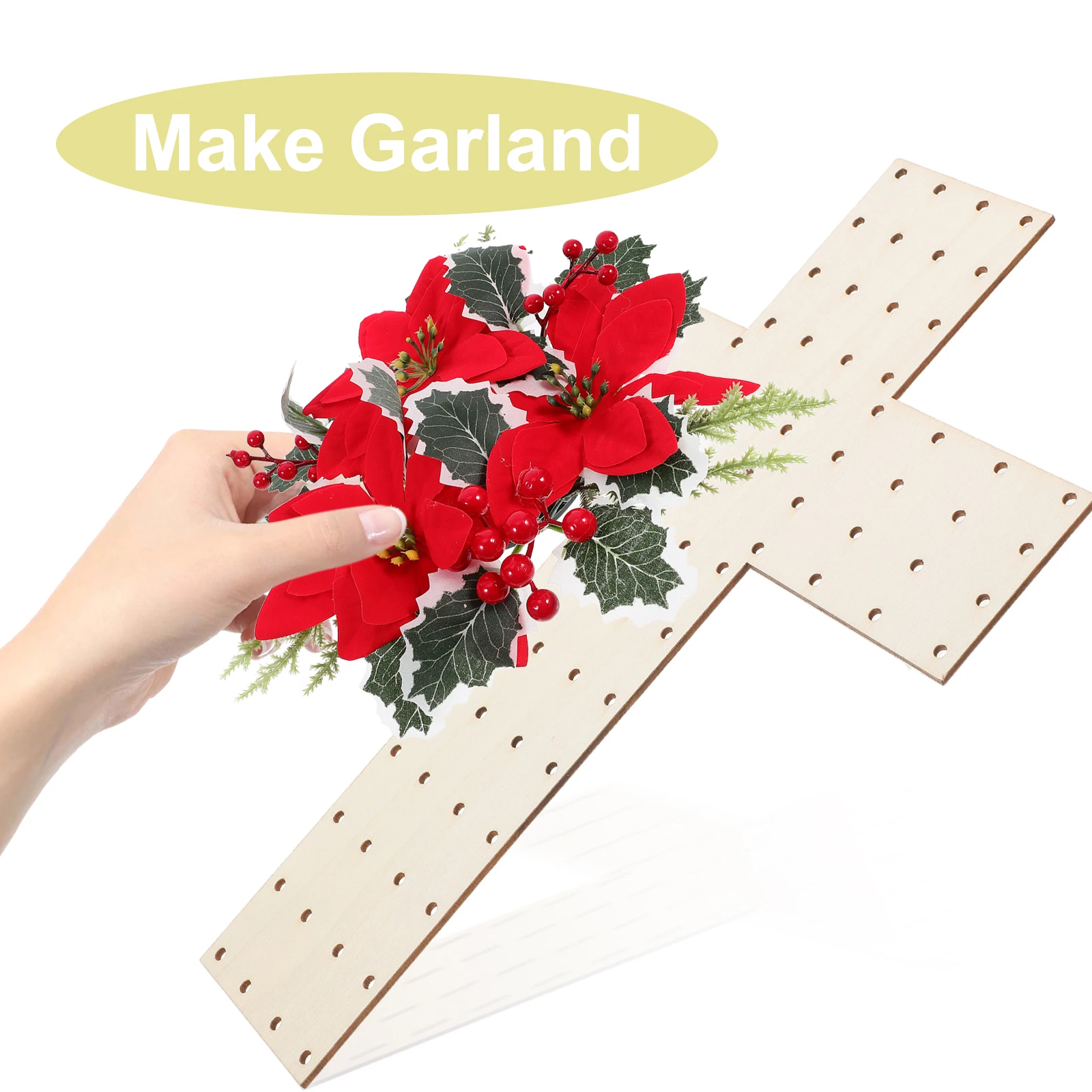 

2 pcs Wooden Crucifix Frame Unfinished Flower Board Holiday Wedding Home Decor Supplies Wood Wreath Crafting Base Easter Door