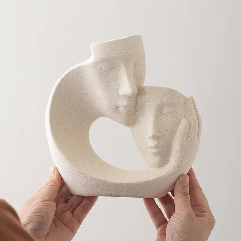 European Style Ceramic Vase Creative Character White Minimalist Home Decoration Living Room Entrance TV Cabinet Decoration