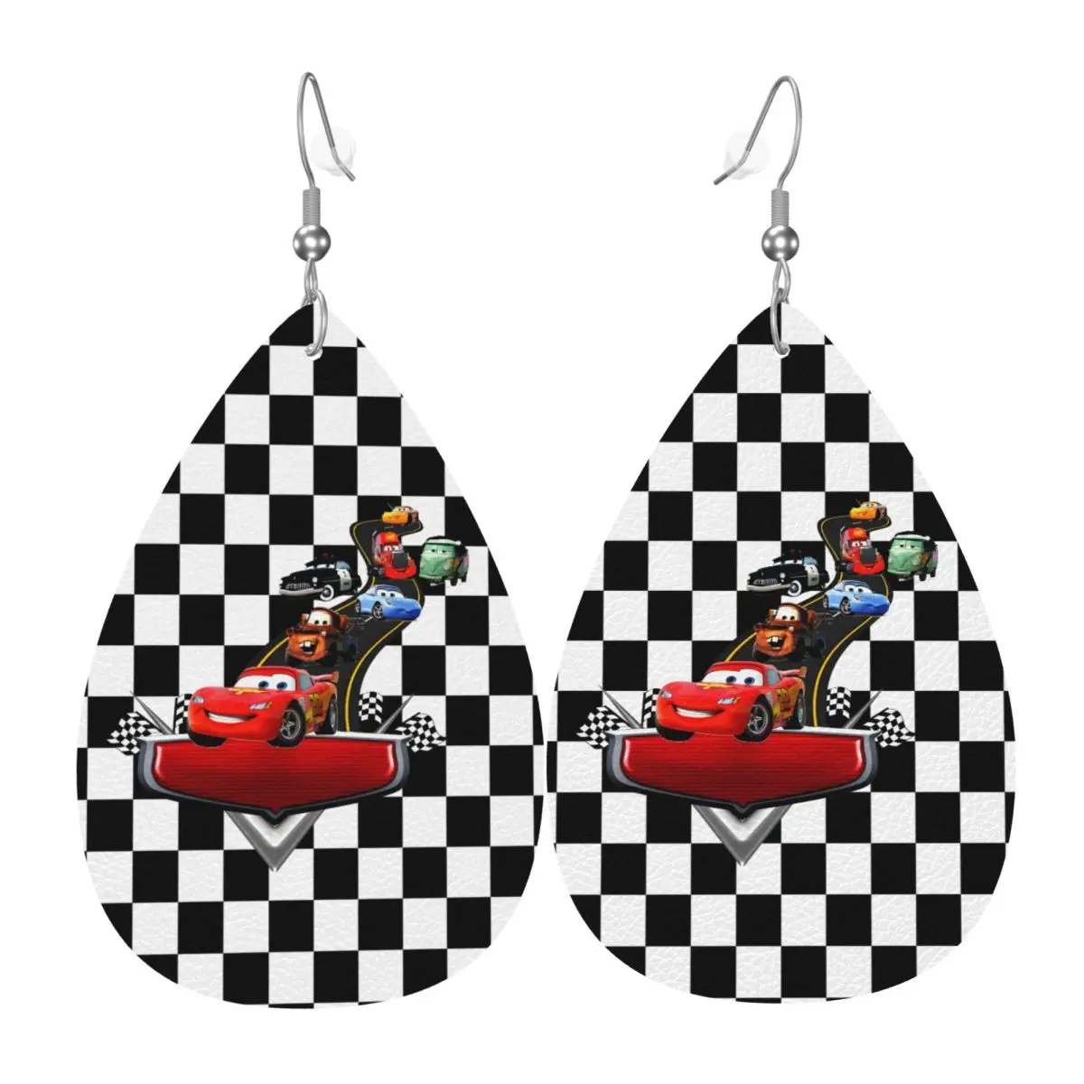 

Серьги-подвески из ПВХ-кожи с изображением Блэйнда Лайтнинга МакКвейна, украшения для женщин, спортивный гоночный автомобиль, подарок жене, маме