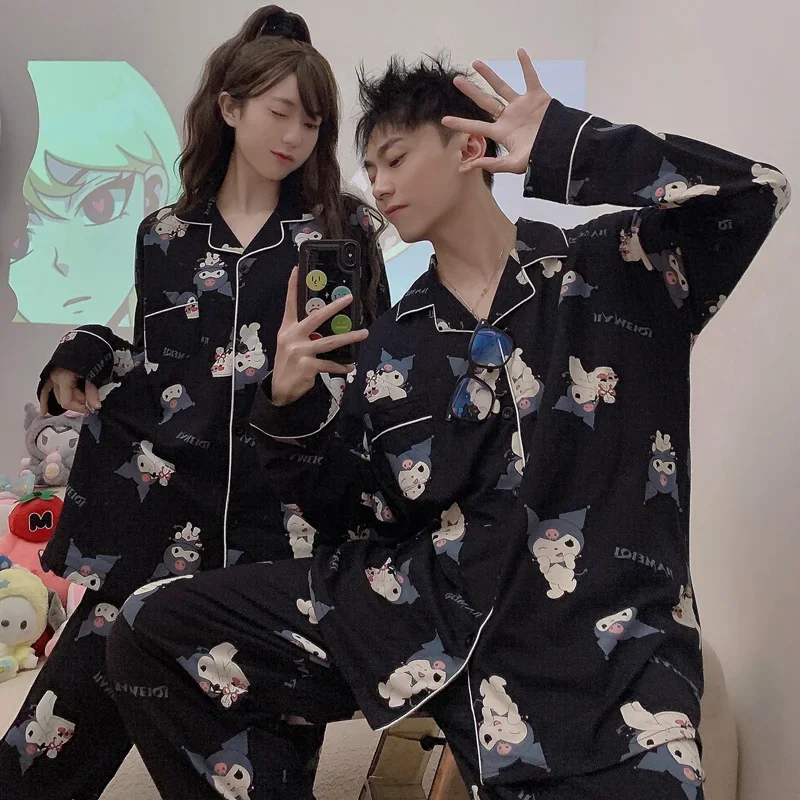 Kulomie-Pijama de algodón para hombre y mujer, conjunto de pantalones de manga larga con dibujos animados, ropa de estar por CASA DE Sanrio, novedad de otoño, 50% de descuento