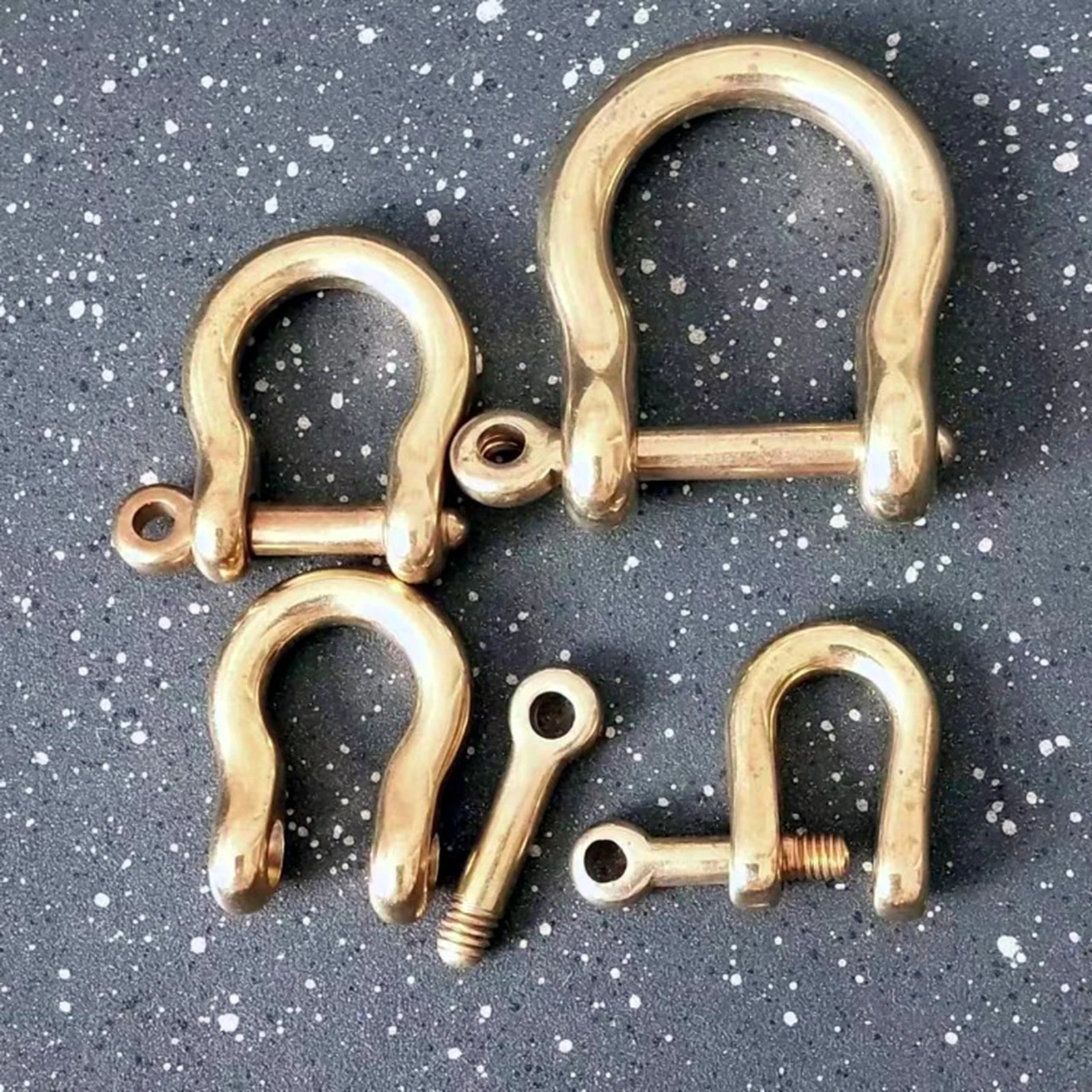 Solid Brass D-bow Staples Shackle Carabiner Screw Pin Removable Anchor Keychain Ring Joint Connector Buckle U-type Hook 6mm-15mm