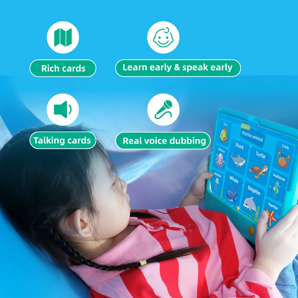 Lettore di punti di carte con inserto di grandi dimensioni, giocattolo educativo cognitivo per l'educazione precoce, carte cognitive inglesi per la lettura dell'apprendimento