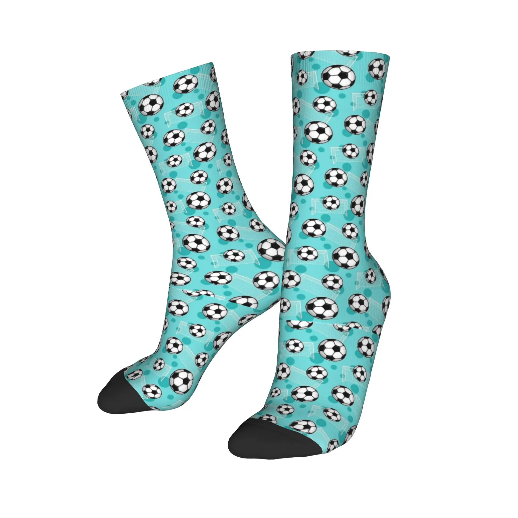 

New Male Men Socks Novelty Teal Soccer Ball Goal Teal Pattern Sock Football Sport Women Socks Spring Summer Autumn Winter,