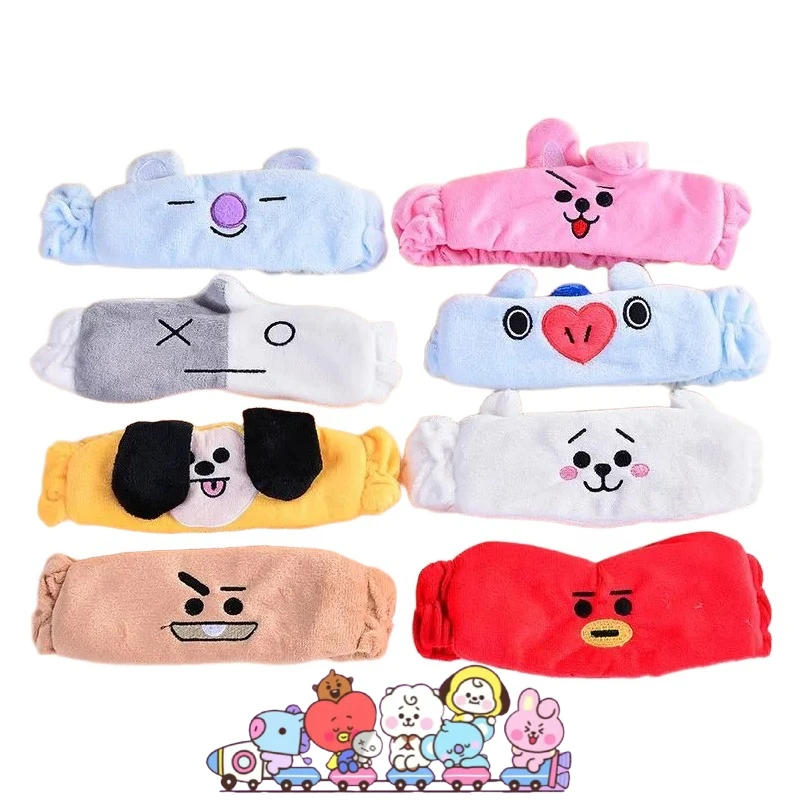 BT21 cartoon cute hairband Kawaii girls home portable facial headband yoga sports headband anime merchandise support gift
