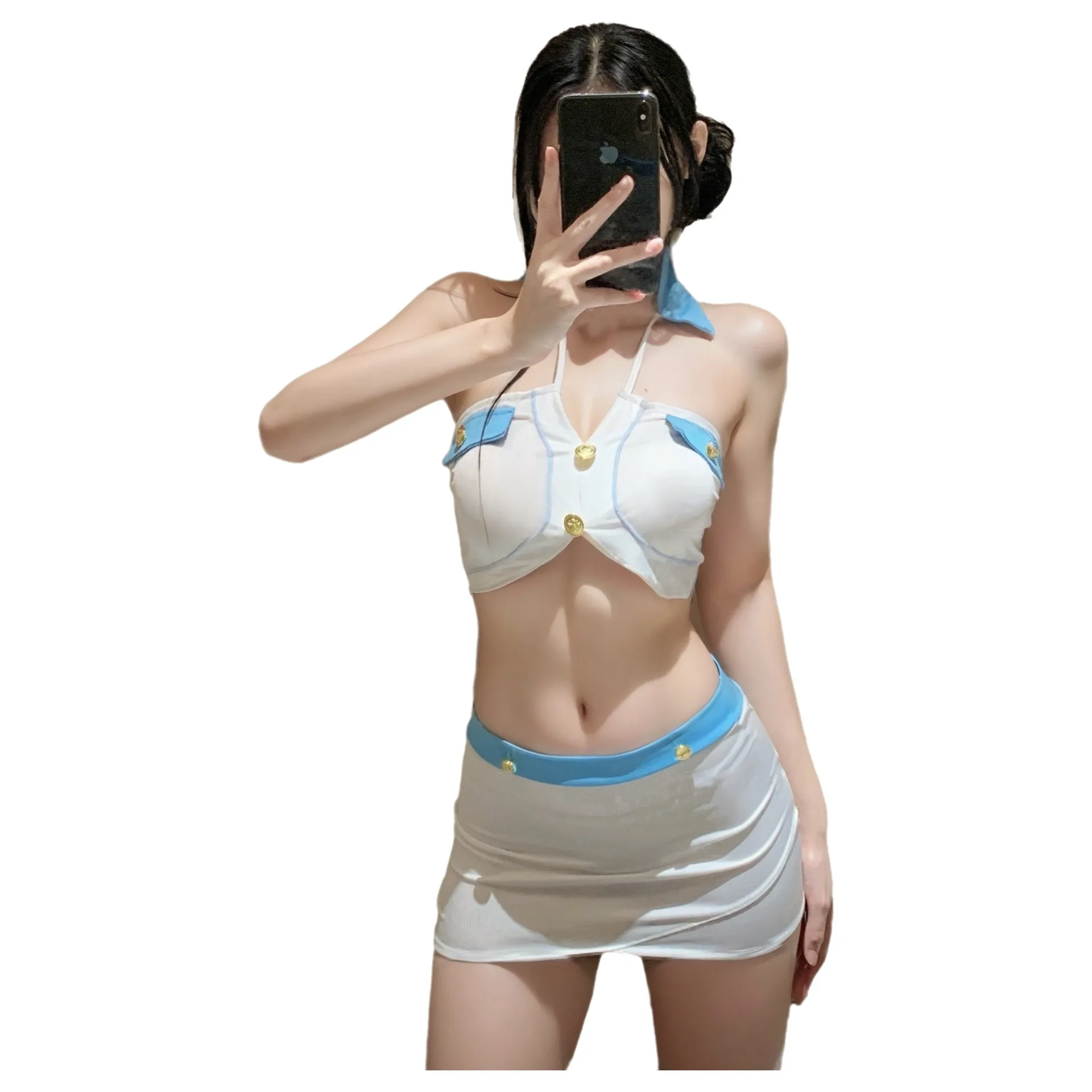 

Sexy Lace Tube Top Maid Soft Girl Cute Date Outfit Flight Sexy Sets Pure Desire Off-the-shoulder Hanging Neck Sexy Set Thin UM6K