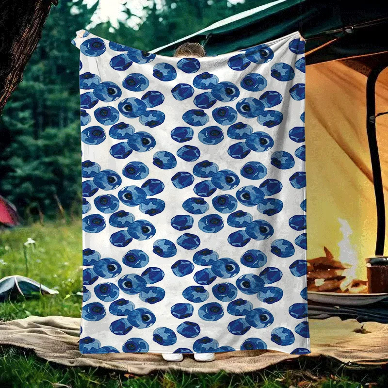 

1pc Plant blueberry enthusiasts Flannel Blanket for Couch Bed Sofa Comfy Warm blankets for Festival Gifts all season