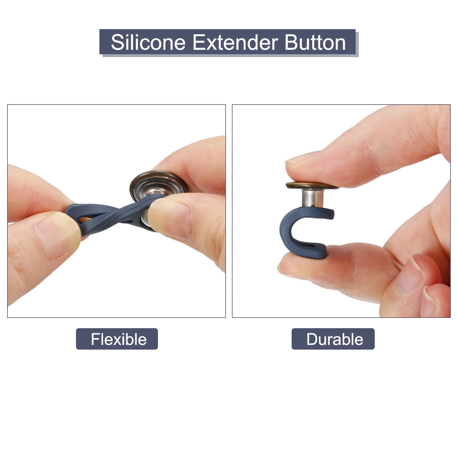Extensions de boutons en alliage et Silicone, 6 pièces, Extension de taille pour pantalons sans couture, pour femmes et hommes, jupes en jean, 1.38 pouces