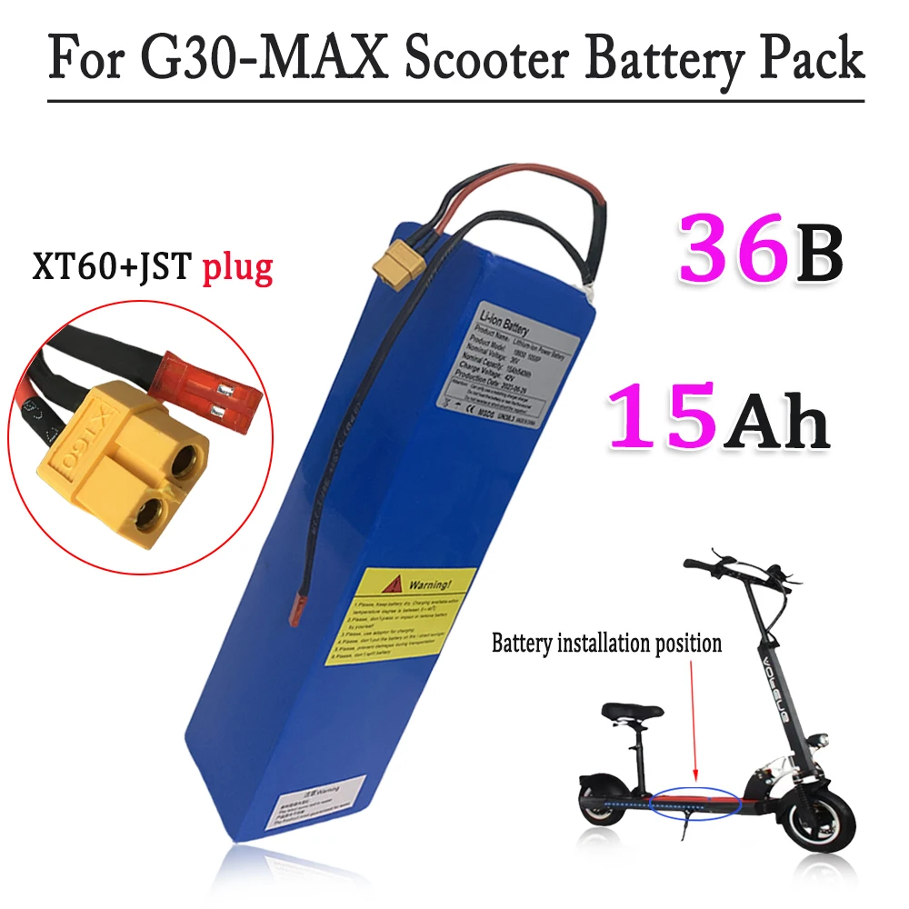 For G30-MAX  Scooter 36V 15000mAh 18650 Li-ion Battery, 540W High-power 42V Charging Voltage Large Capacity Pack