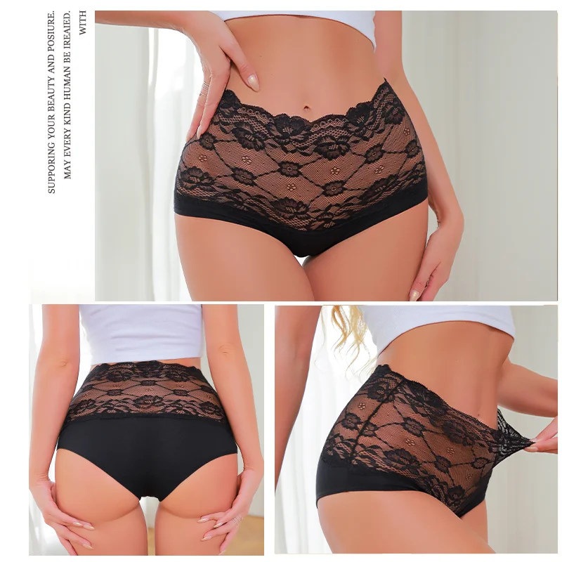 Women\'s High Waist Panties Seamless Lace Sports Silk Satin Boxers Underwear Female Lovely Brief Cozy Lingerie Intimate Underpant