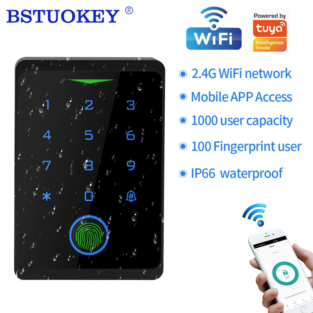 

Support tuya app Wifi Touch Fingerprint 125Khz RFID Access Control Keypad Reader Access Control System Outdoor IP68 Waterproof