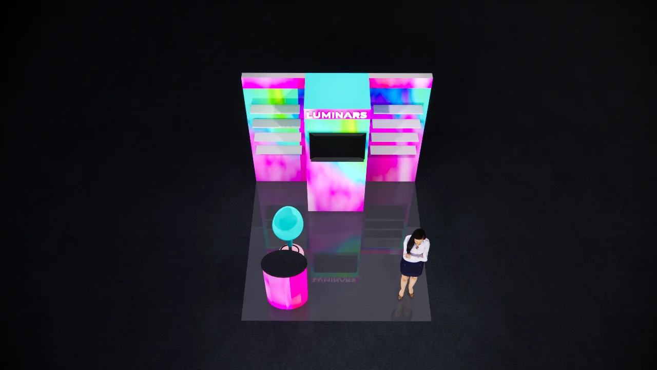 Ideas de exhibición de productos de exposición 10x10 para espectáculo de belleza que incluyen estantes y almacenamiento IBS LAS VAGAS