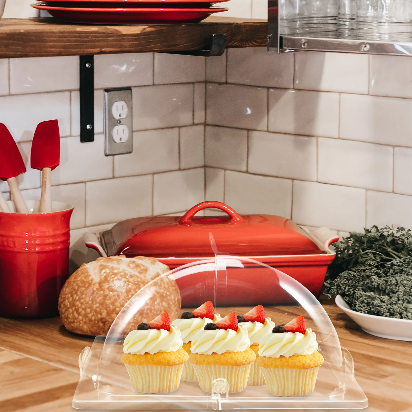 Transparent Cake Tray with Lid Food Serving Plate Suitable for Cupcakes Pastries Candy Appetizer Party Treats Tea Infuser