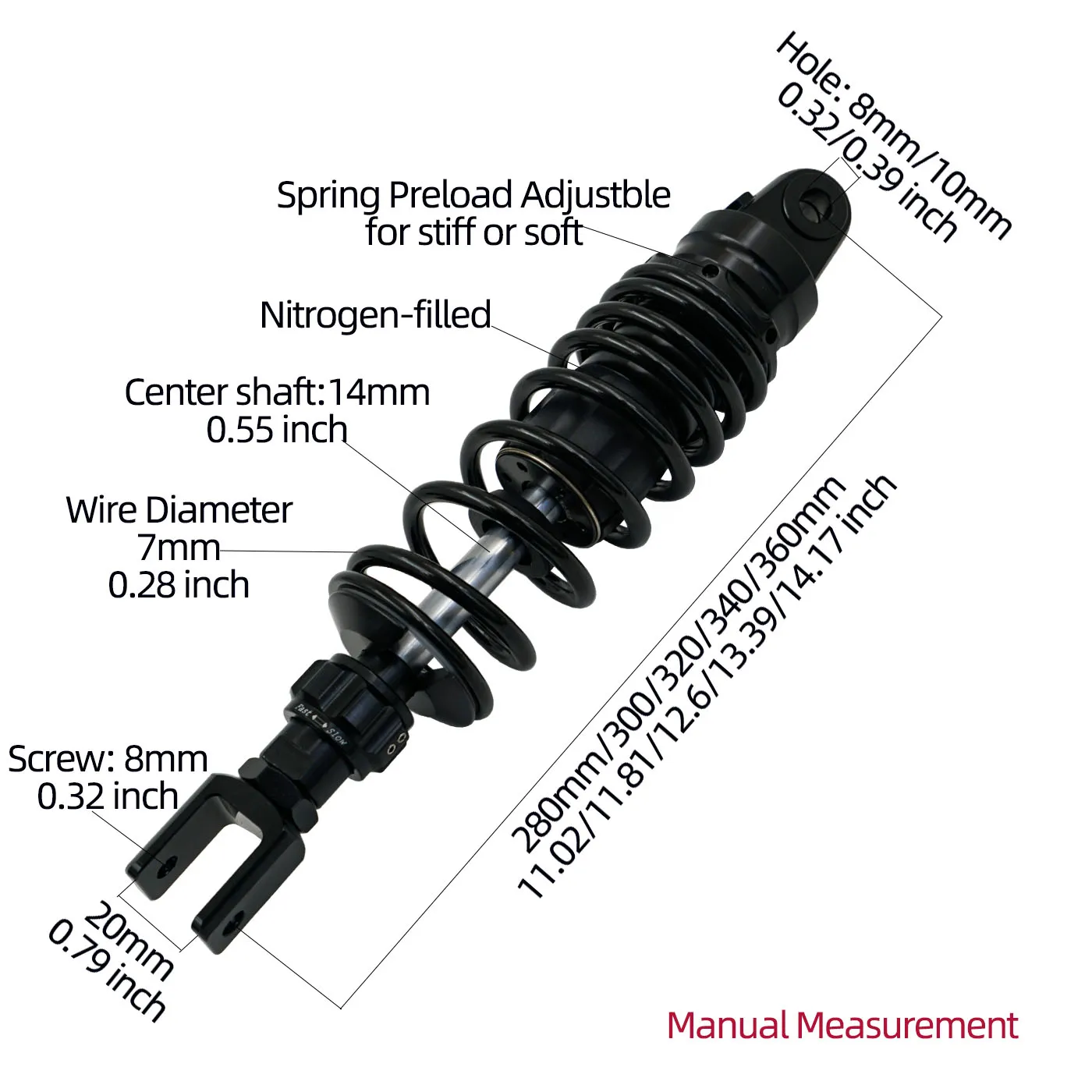 Motorcycle e-bike Twin Rear Shocks Damping Parts for Yamaha XMAX300 NMAX155 XMAX125 SYM125 HaojueUSR HondaNS150gx 125d PCX160
