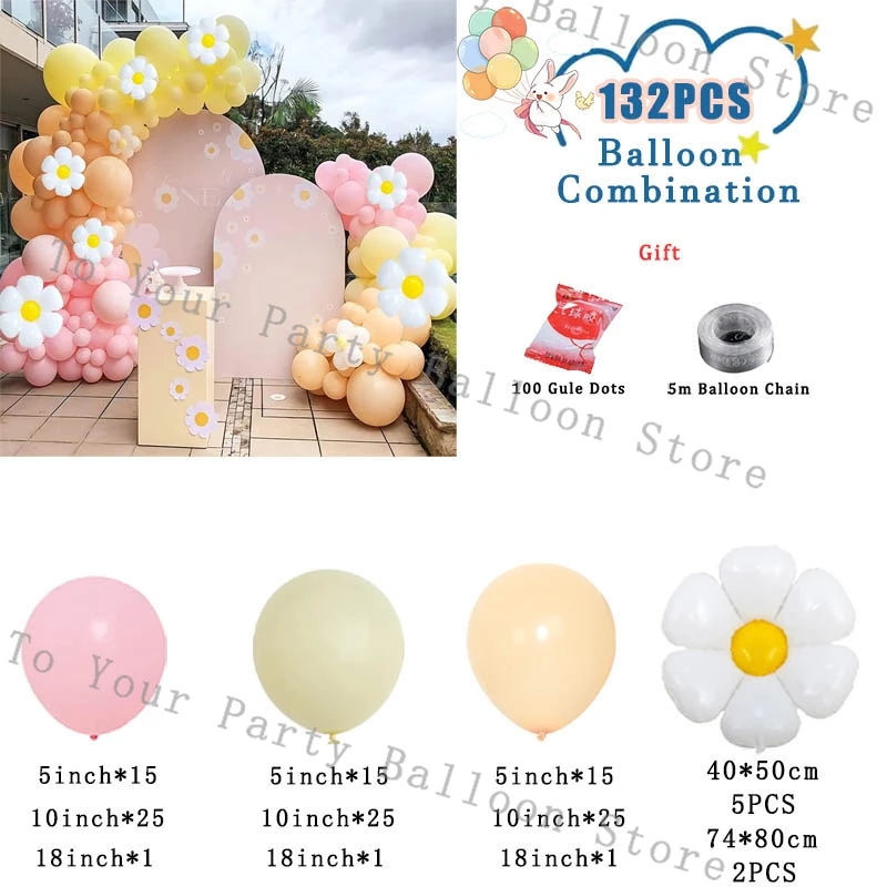 Daisy Balloons Garland Arch Kit Macaron Rainbow Balloon Birthday Party Decorations Boys And Girl Baby Shower Wedding Decor